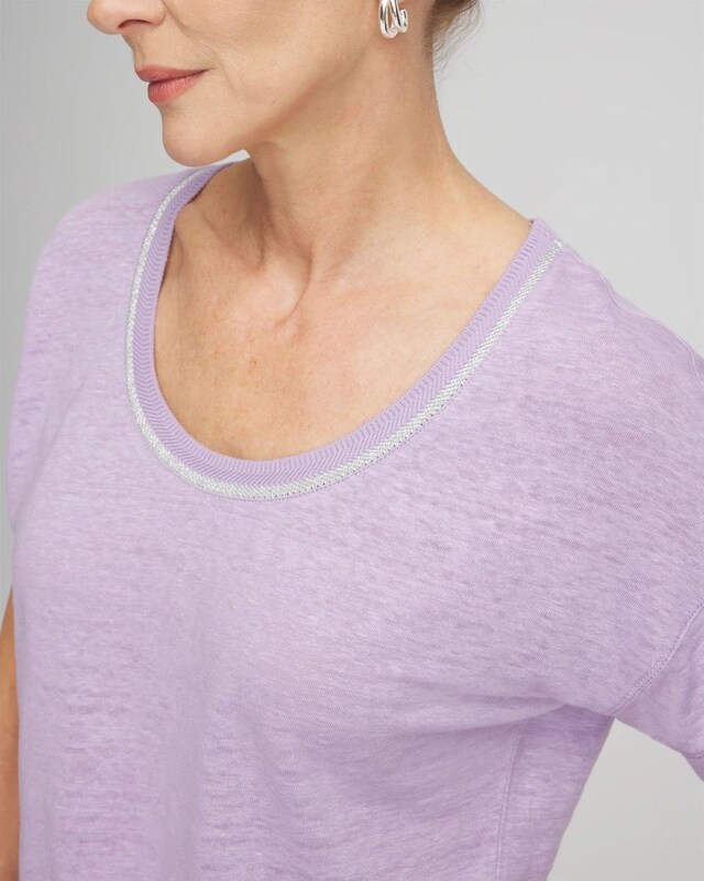 Sweater Trim Linen Tee - image 4